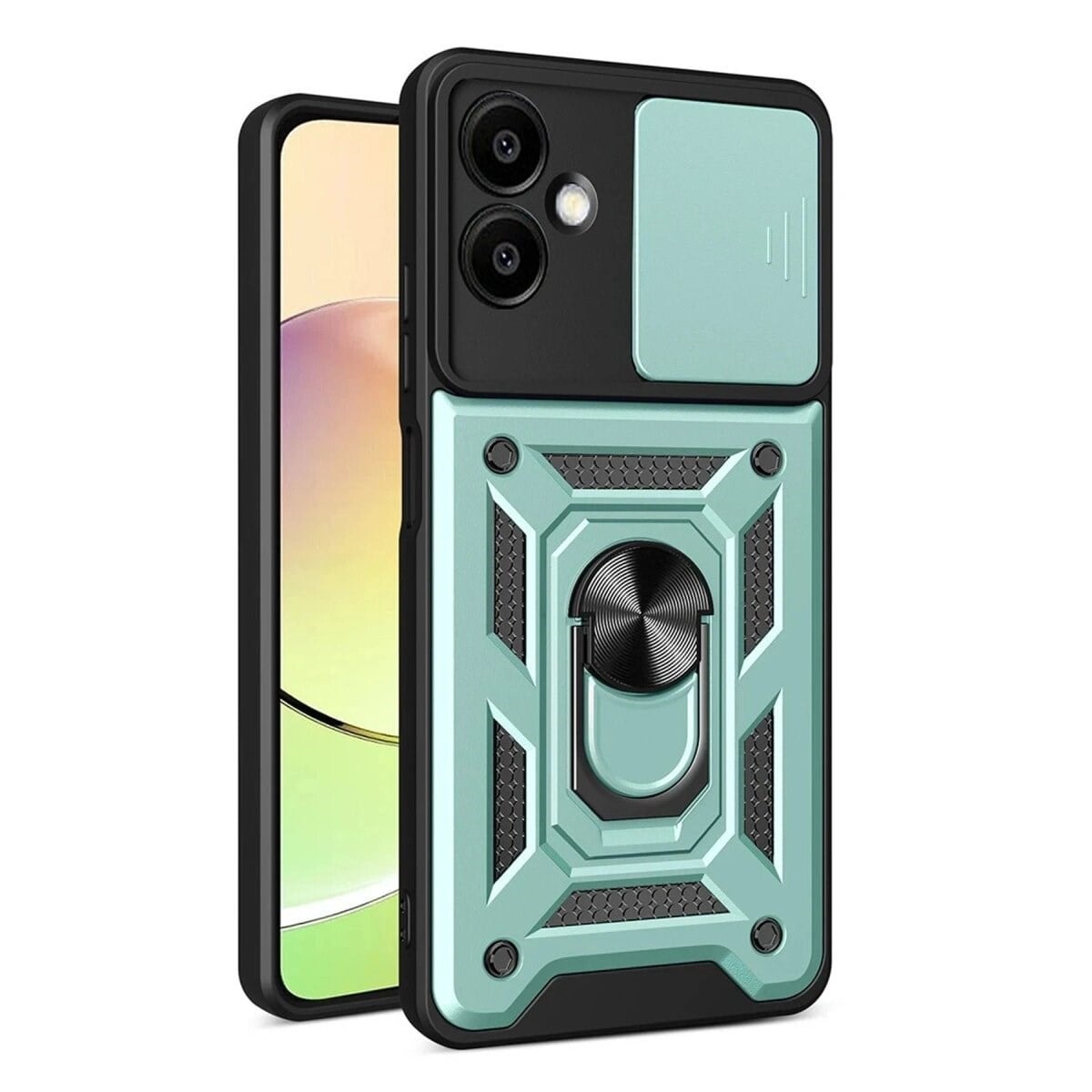 Samsung Galaxy A07 4g Pars Lens Yüzüklü Silikon - Yeşil