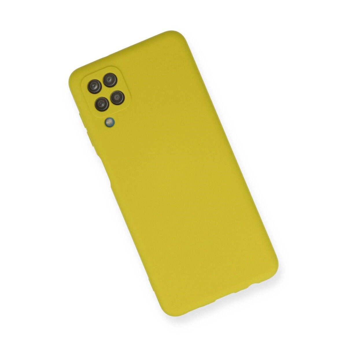 Samsung Galaxy A12 Kılıf Nano İçi Kadife Silikon - Sarı