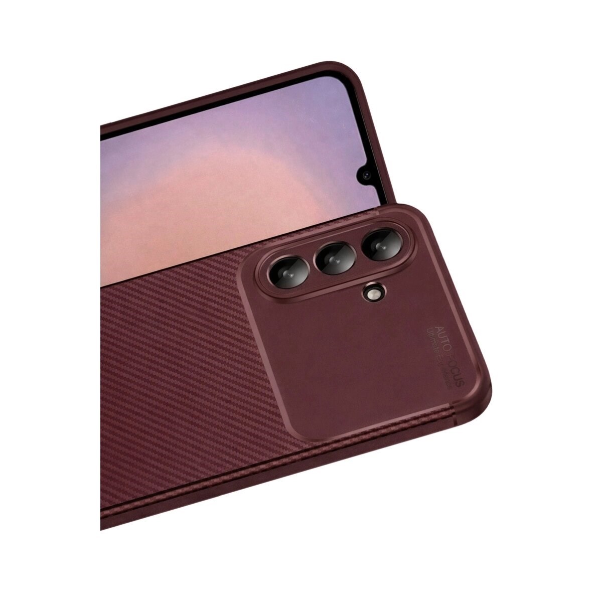 Samsung Galaxy A26 Kılıf Auto Focus Karbon Kapak - Bordo