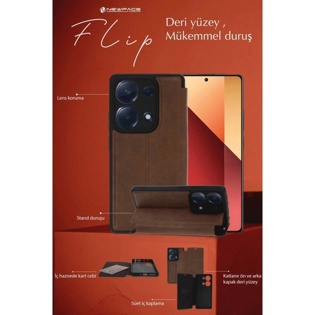 Samsung Galaxy A26 Kılıf Flip Cover - Taba