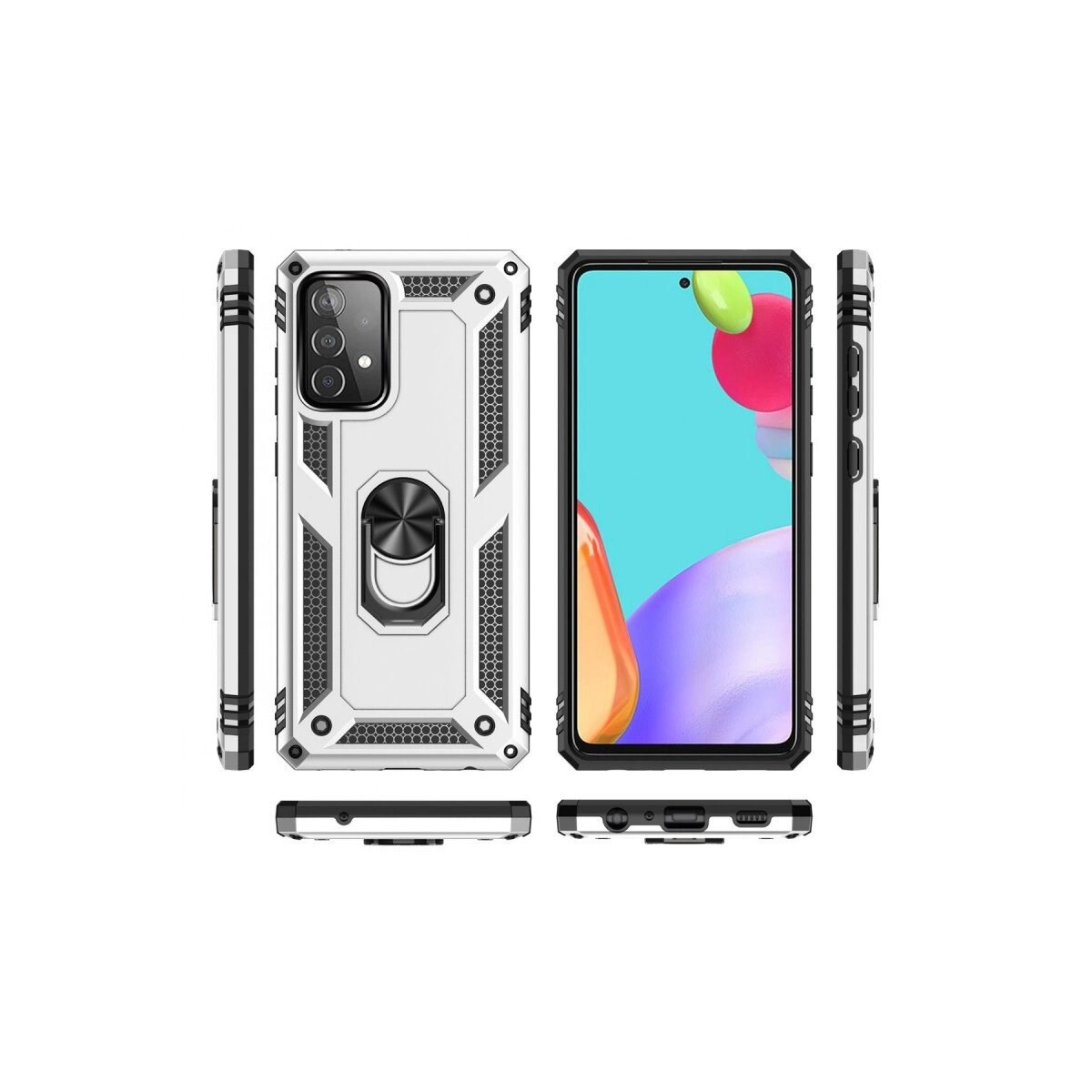 Samsung Galaxy A33 5g Kılıf Sofya Yüzüklü Silikon Kapak - Gümüş