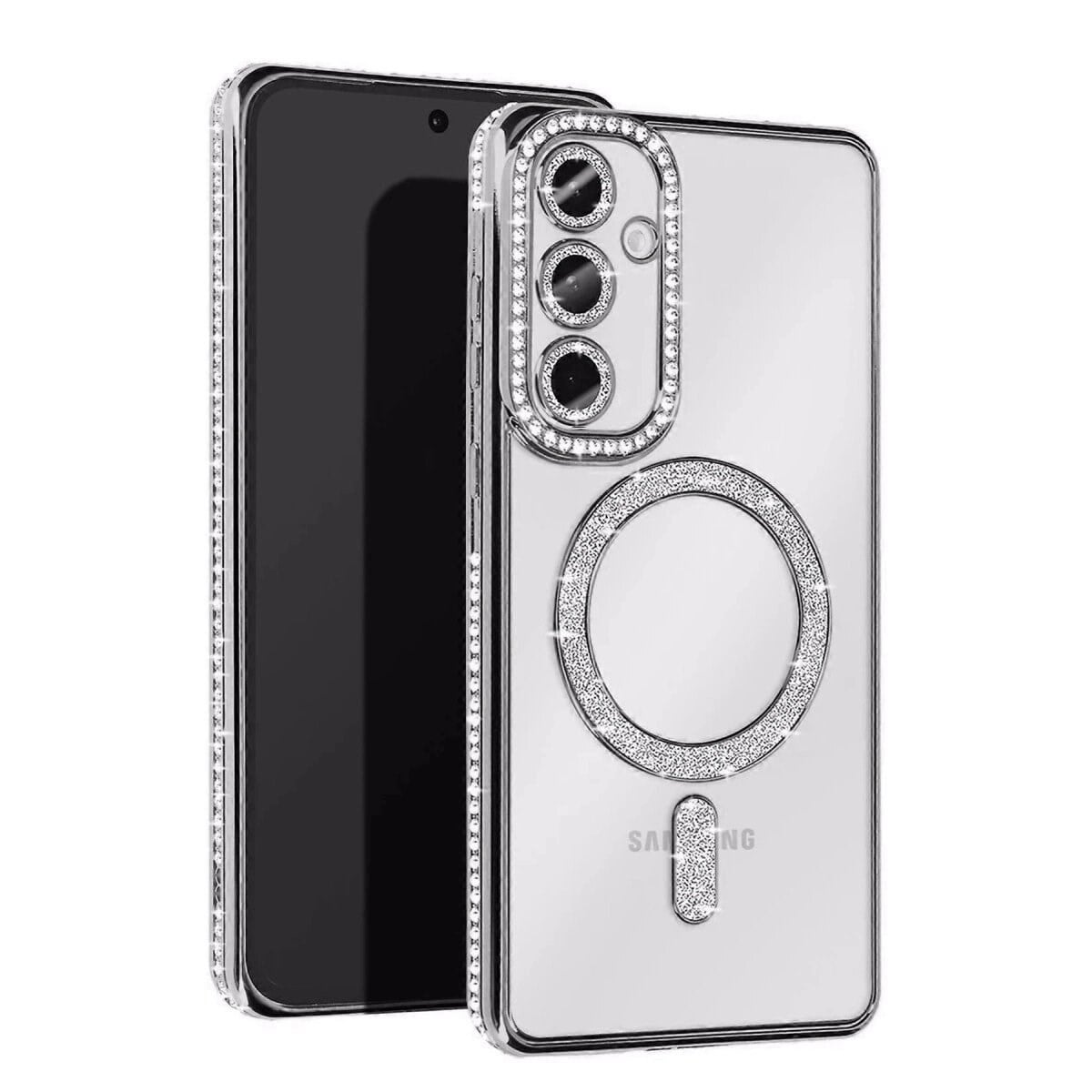 Samsung Galaxy A36 Joke Simli Magneticsafe Kılıf - Gümüş