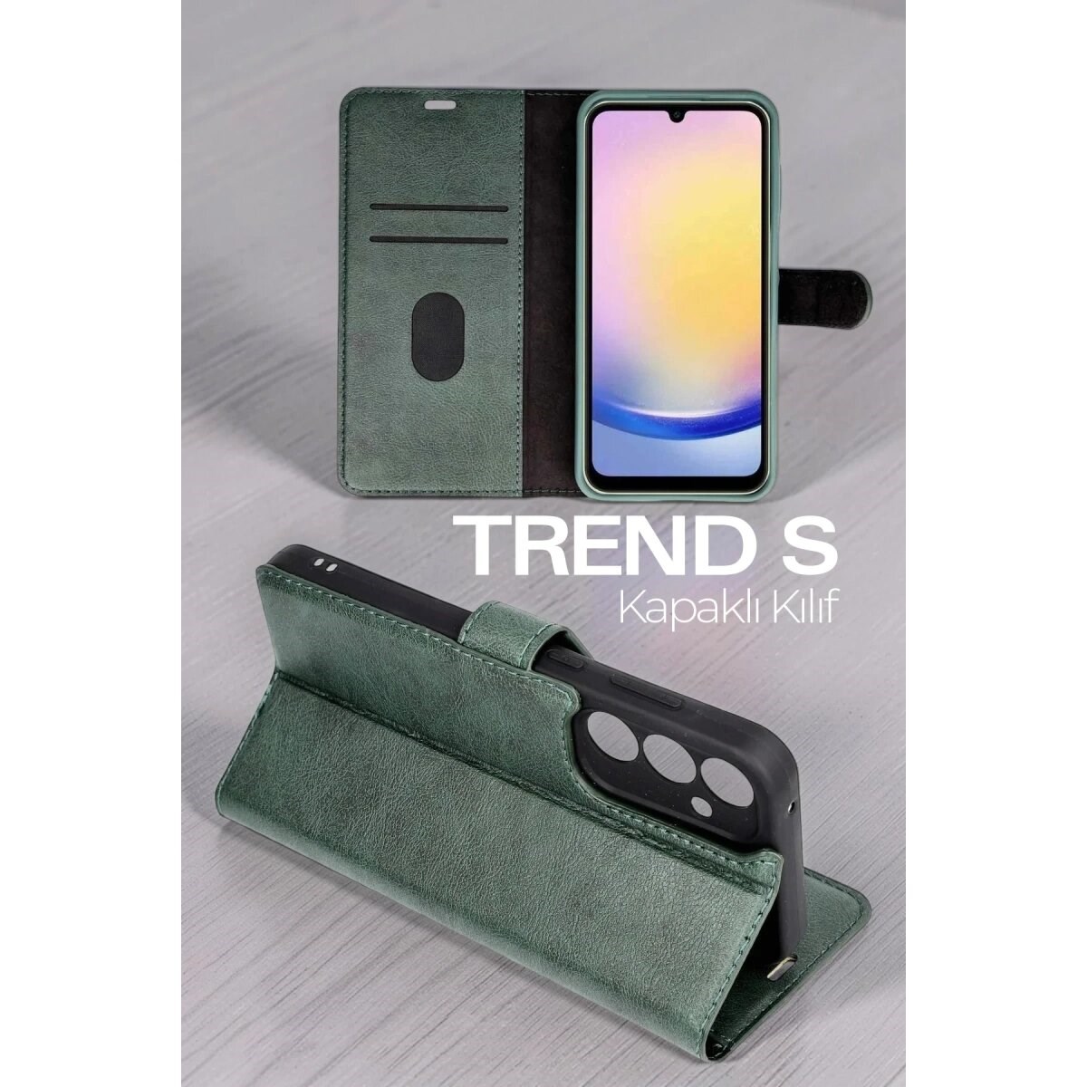 Samsung Galaxy A37 5g Trend S Plus Kapaklı Kılıf - Yeşil