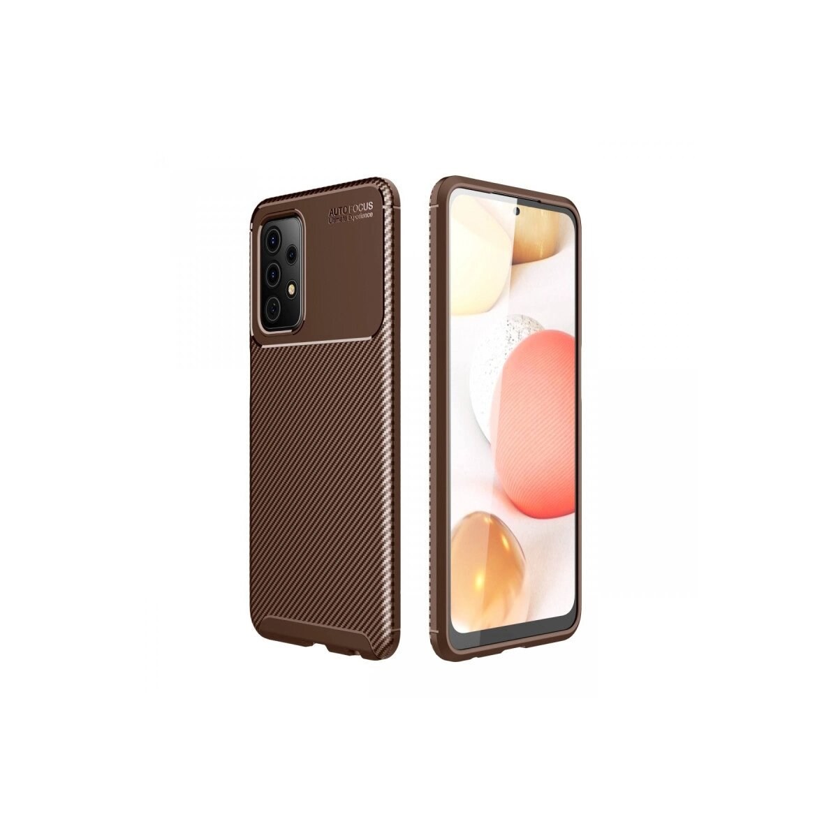 Samsung Galaxy A52 Kılıf Auto Focus Karbon Kapak - Kahverengi