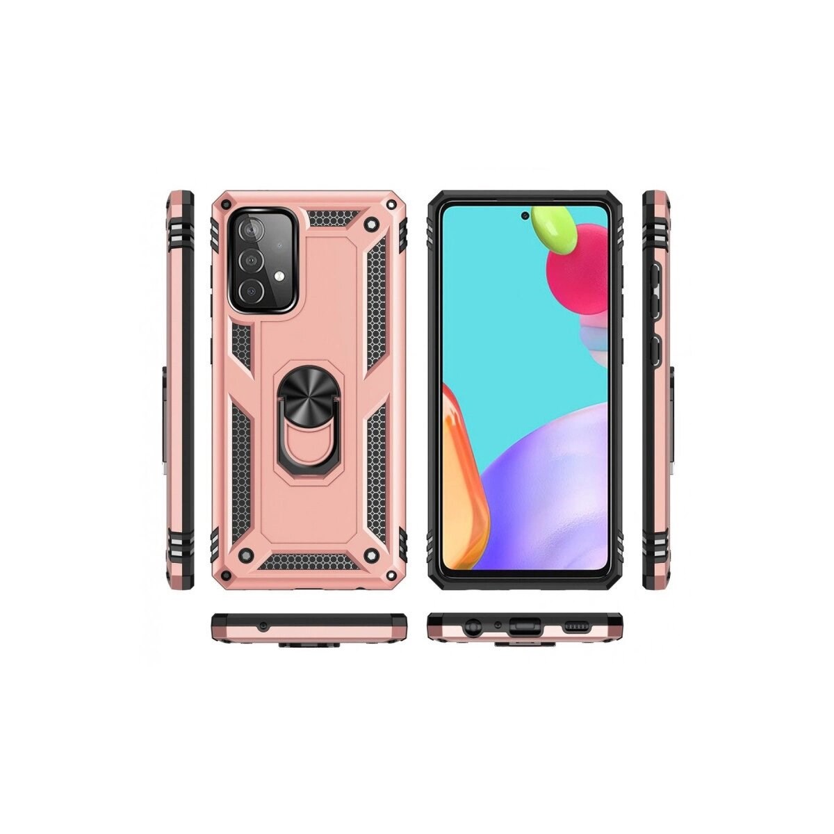 Samsung Galaxy A52 Kılıf Sofya Yüzüklü Silikon Kapak - Rose