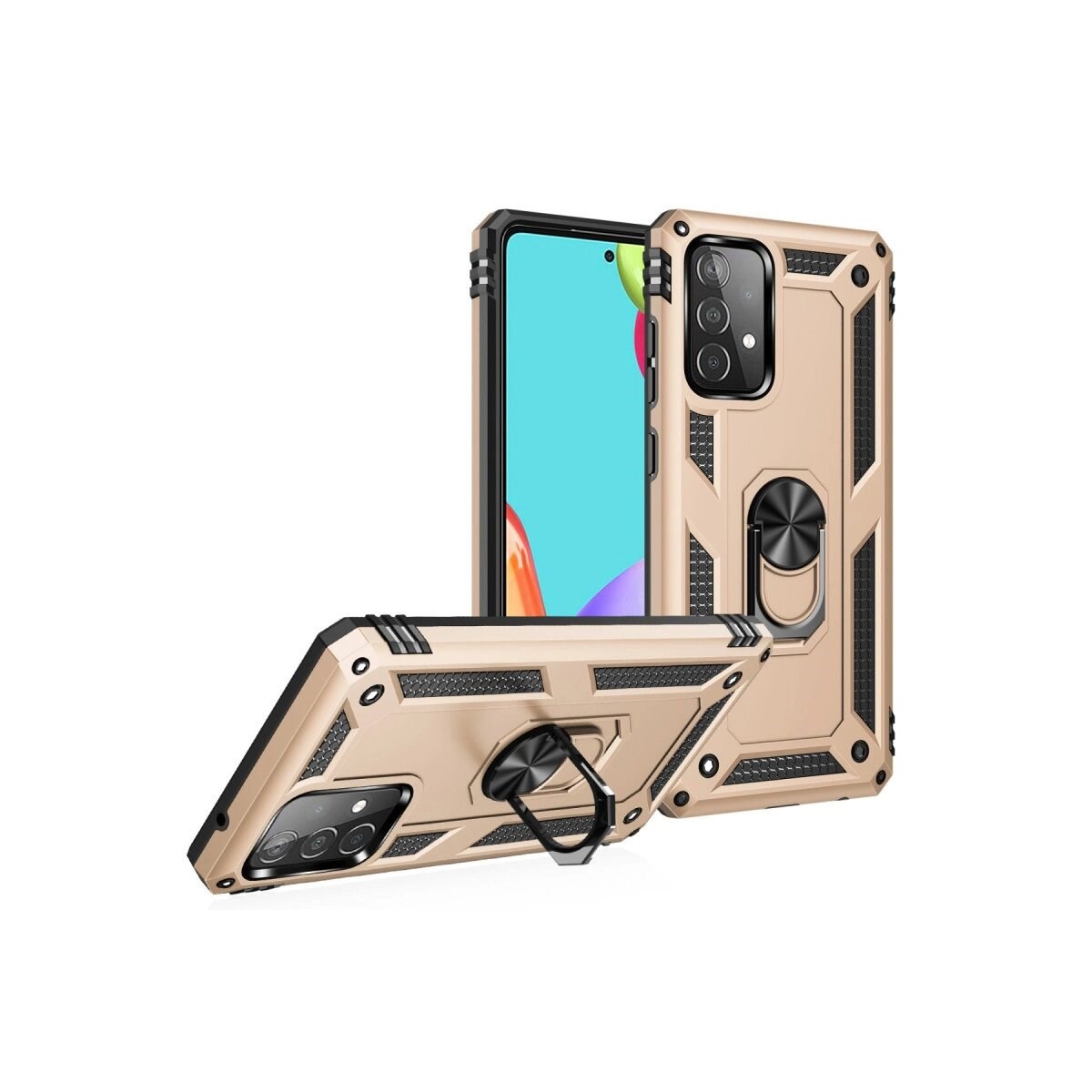 Samsung Galaxy A52 Kılıf Sofya Yüzüklü Silikon Kapak - Gold