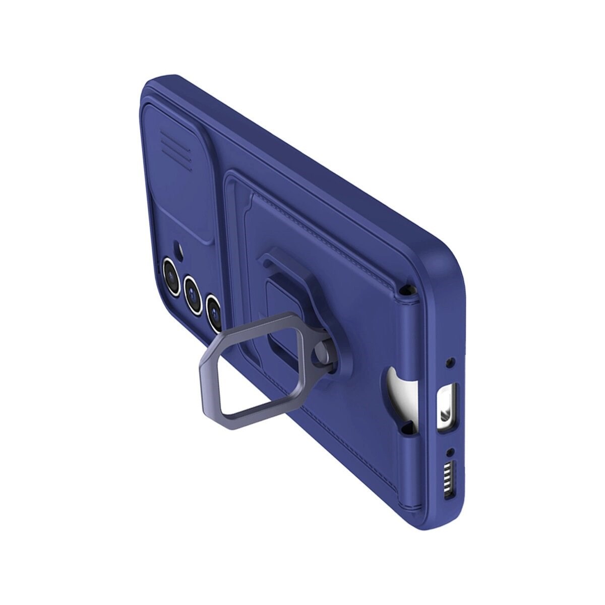Samsung Galaxy A56 Kılıf Zuma Kartvizitli Yüzüklü Silikon - Lacivert