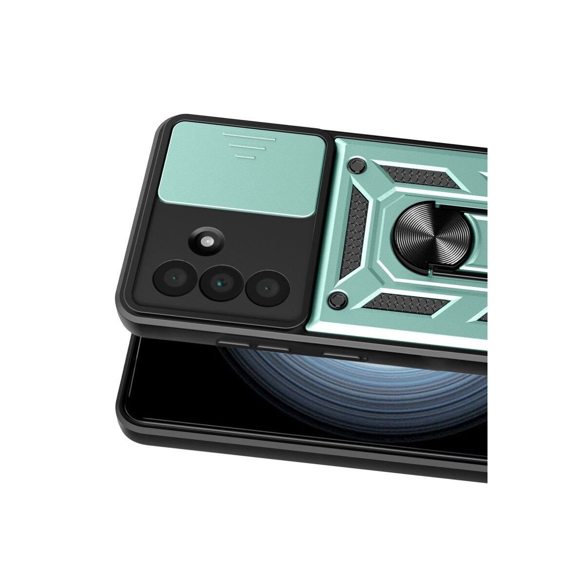 Samsung Galaxy A57 5g Pars Lens Yüzüklü Silikon - Yeşil