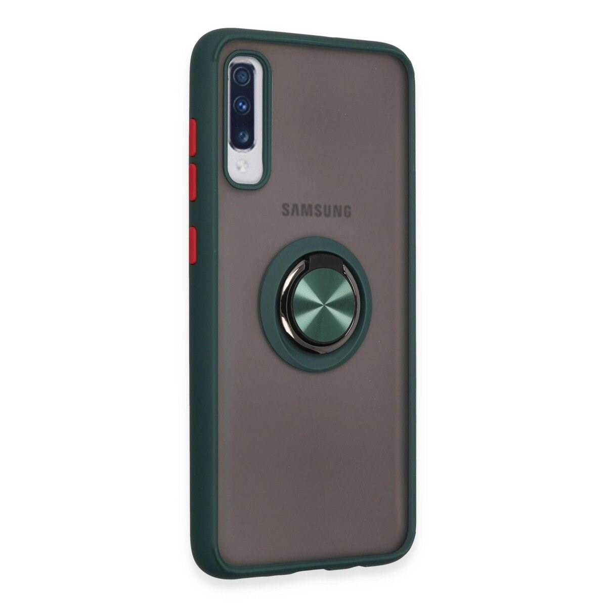 Samsung Galaxy A70 Kılıf Montreal Yüzüklü Silikon Kapak - Yeşil