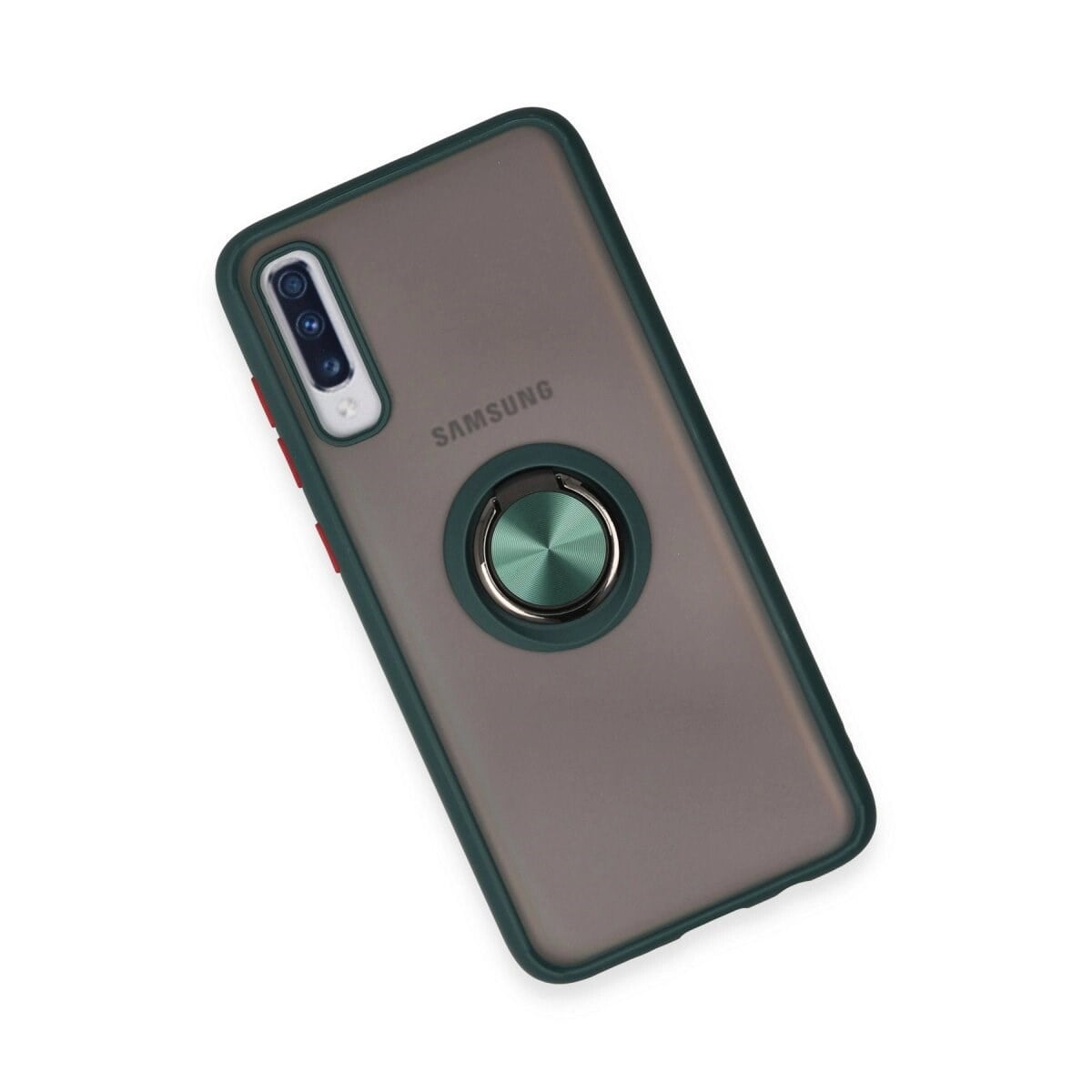 Samsung Galaxy A70 Kılıf Montreal Yüzüklü Silikon Kapak - Yeşil