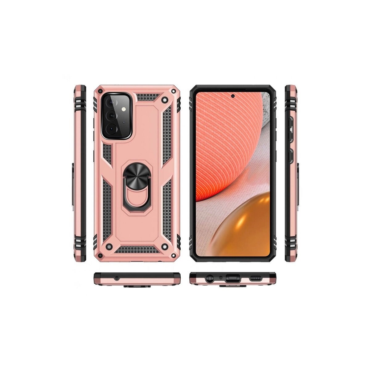 Samsung Galaxy A72 Kılıf Sofya Yüzüklü Silikon Kapak - Rose