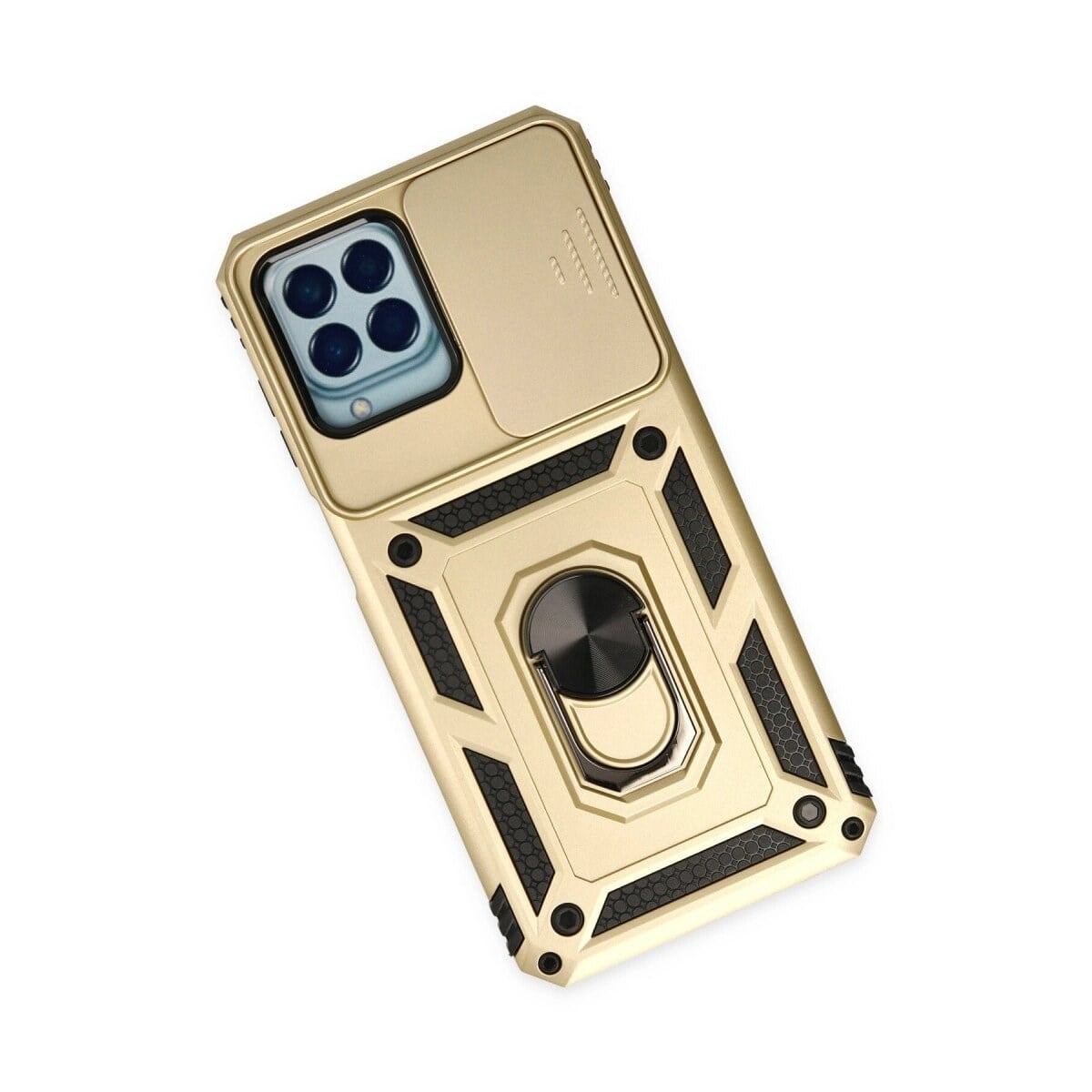 Samsung Galaxy M33 Kılıf Pars Lens Yüzüklü Silikon - Gold