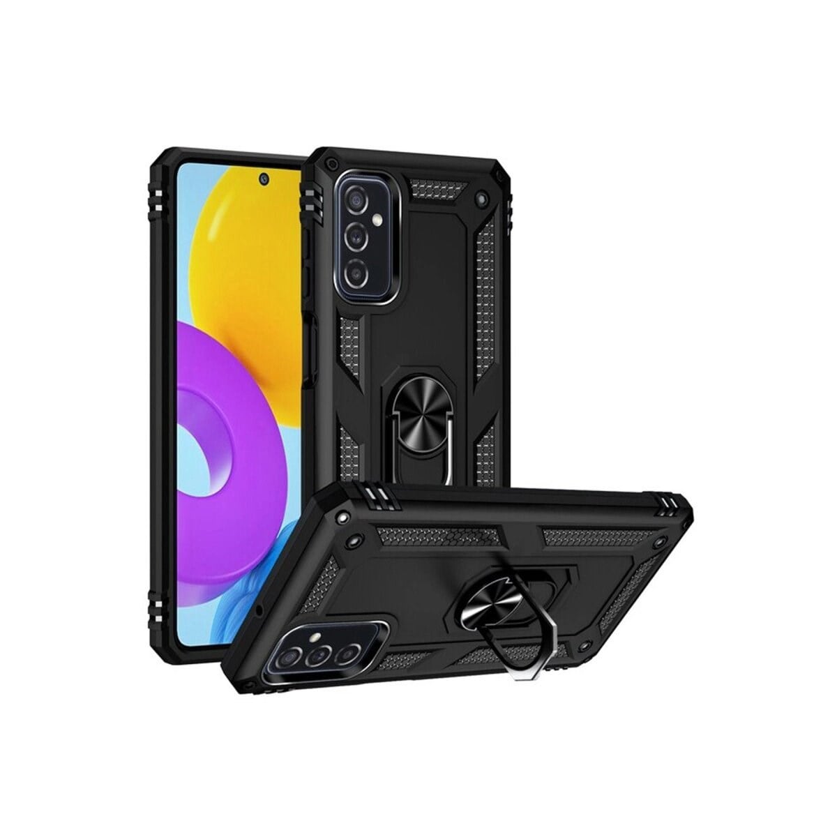 Samsung Galaxy M52 5g Kılıf Sofya Yüzüklü Silikon Kapak - Siyah