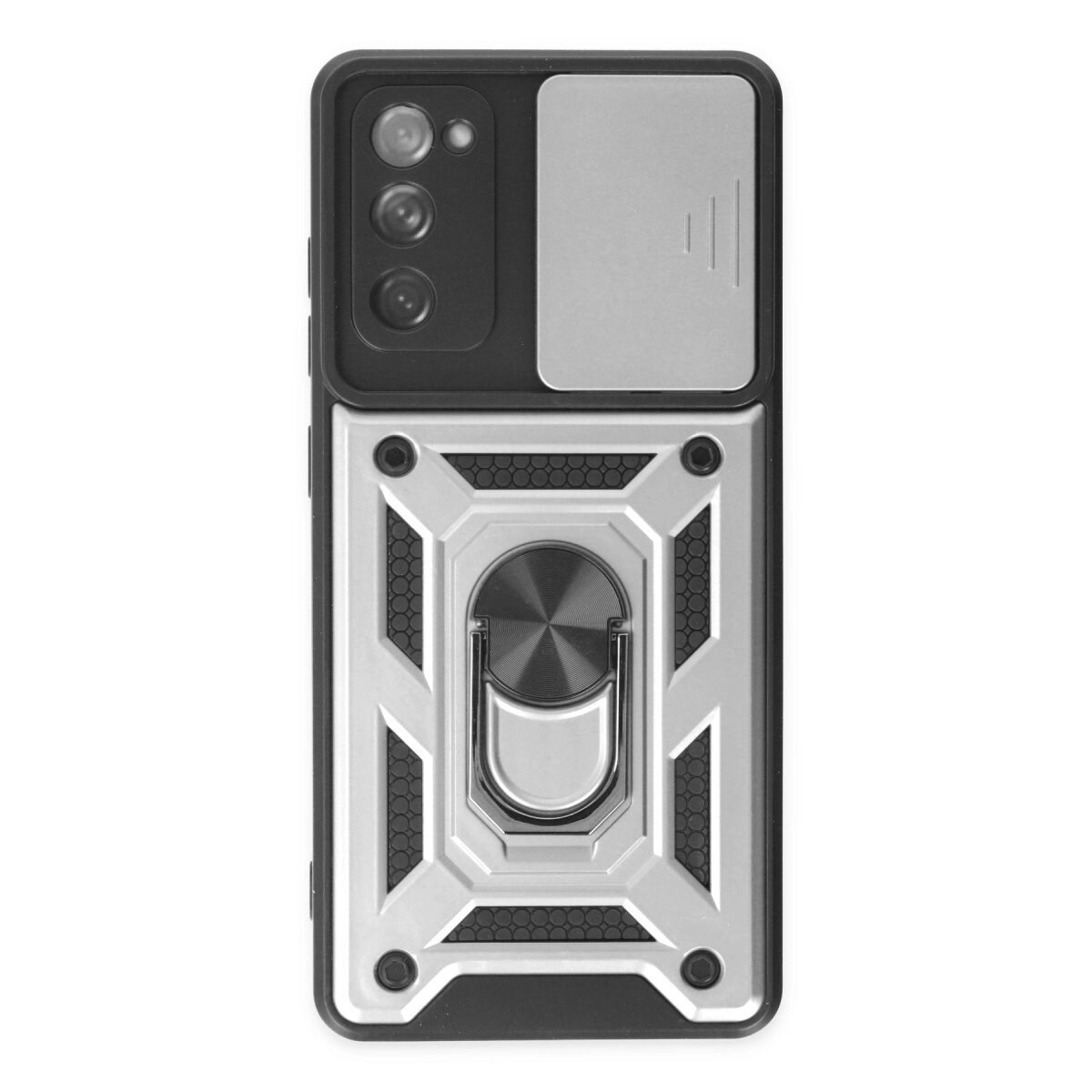 Samsung Galaxy S20 Fe Kılıf Pars Lens Yüzüklü Silikon - Gümüş