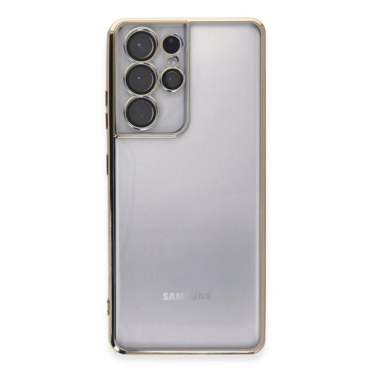 Samsung Galaxy S21 Ultra Kılıf Razer Lensli Silikon - Gold
