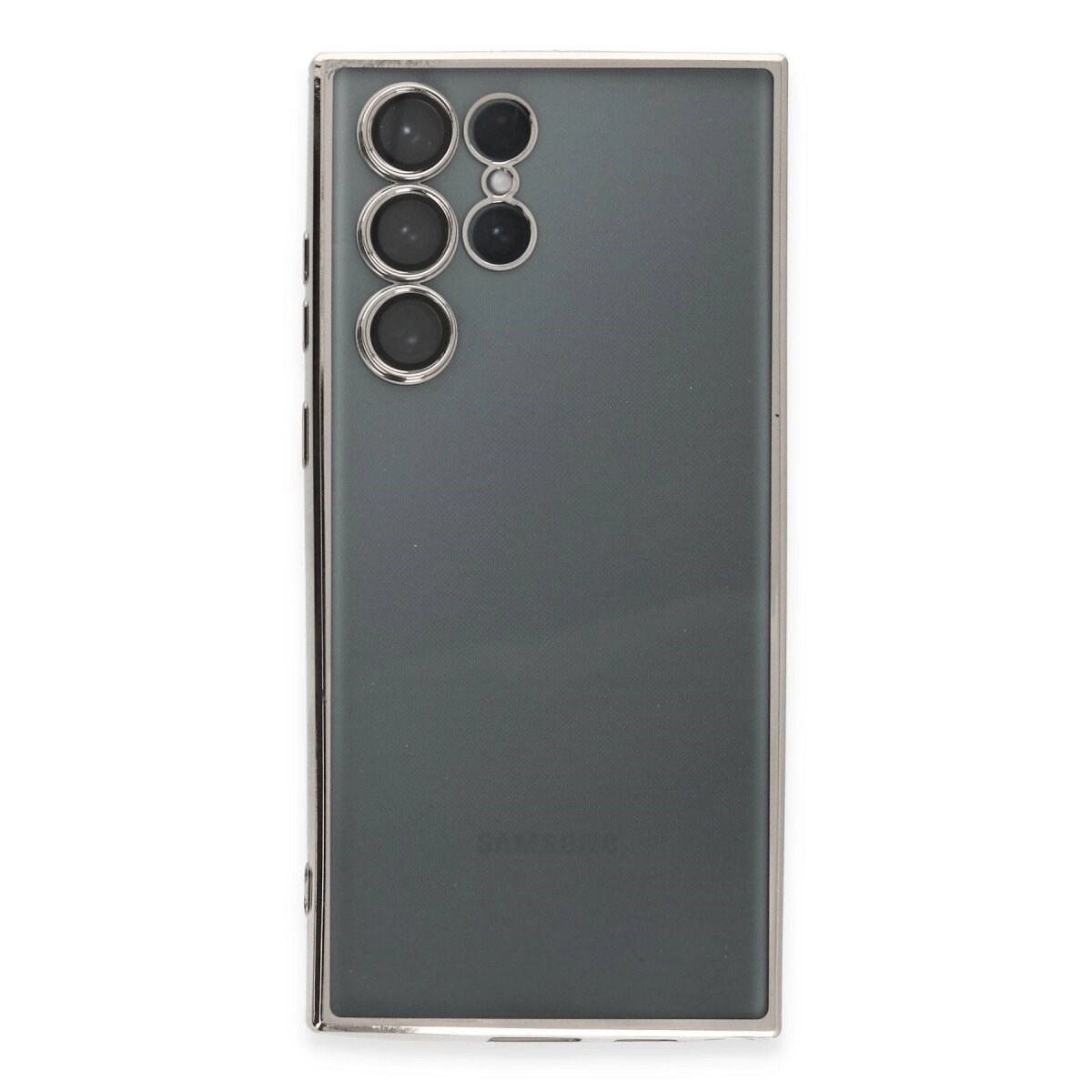 Samsung Galaxy S22 Ultra Kılıf Razer Lensli Silikon - Gümüş