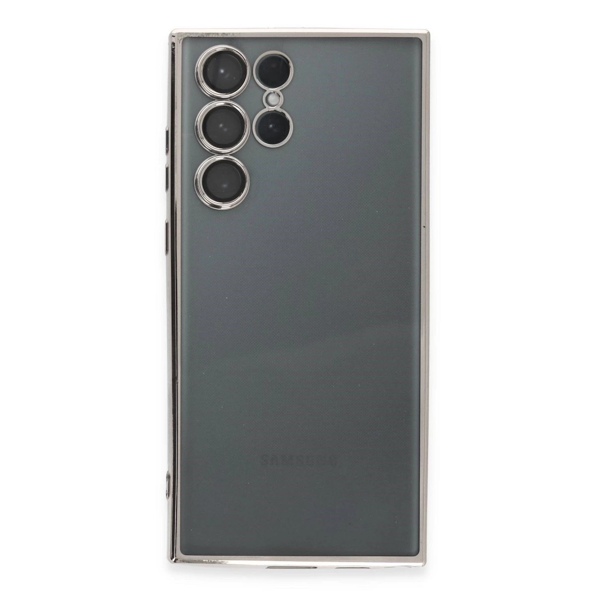 Samsung Galaxy S22 Ultra Kılıf Razer Lensli Silikon - Gümüş