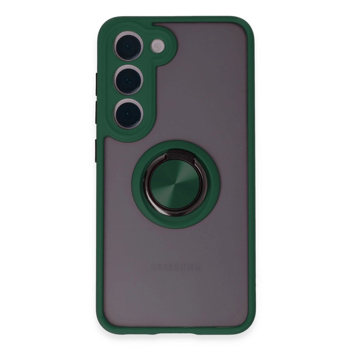Samsung Galaxy S23 Kılıf Montreal Yüzüklü Silikon Kapak - Yeşil