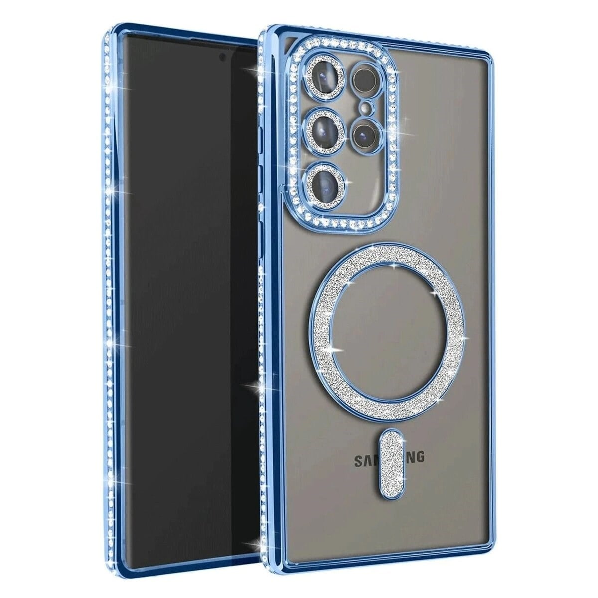 Samsung Galaxy S23 Ultra Joke Simli Magneticsafe Kılıf - Mavi