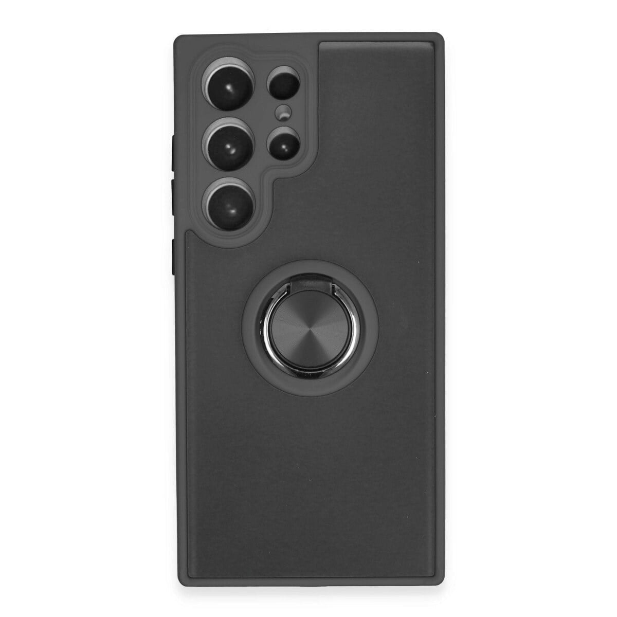 Samsung Galaxy S23 Ultra Kılıf Montreal Yüzüklü Silikon Kapak - Siyah