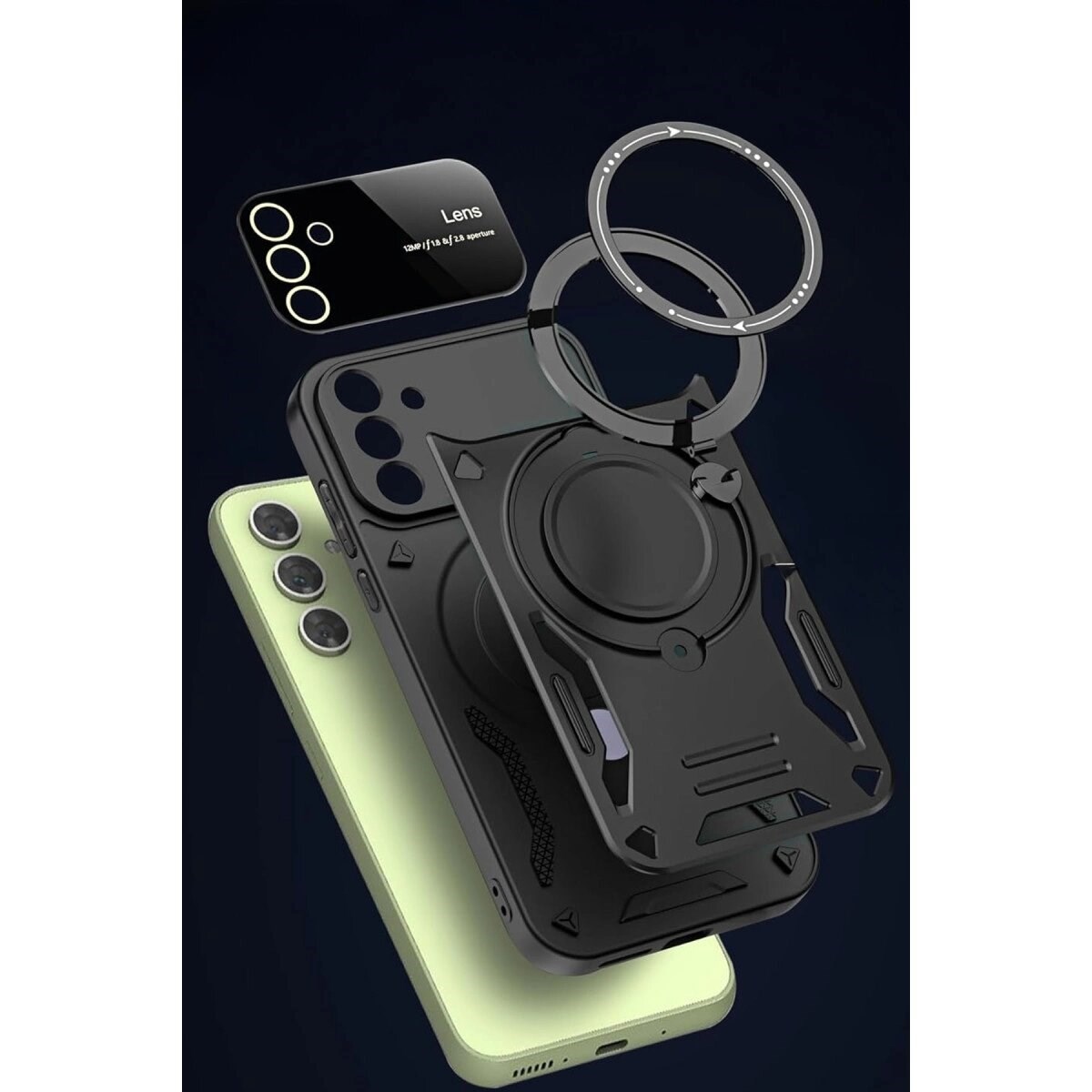 Samsung Galaxy S24 Fe Kılıf Joy Lens Standlı Kapak - Mor