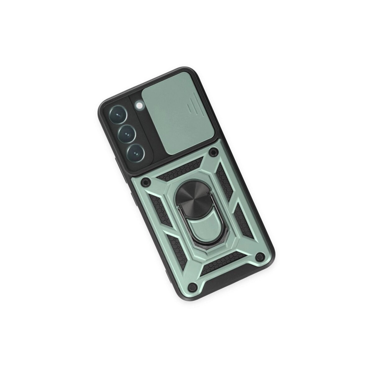 Samsung Galaxy S24 Kılıf Pars Lens Yüzüklü Silikon - Yeşil