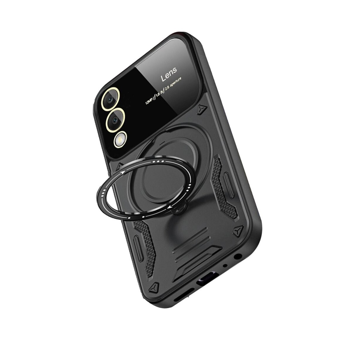 Samsung Galaxy S25 Edge Kılıf Joy Lens Standlı Kapak - Siyah
