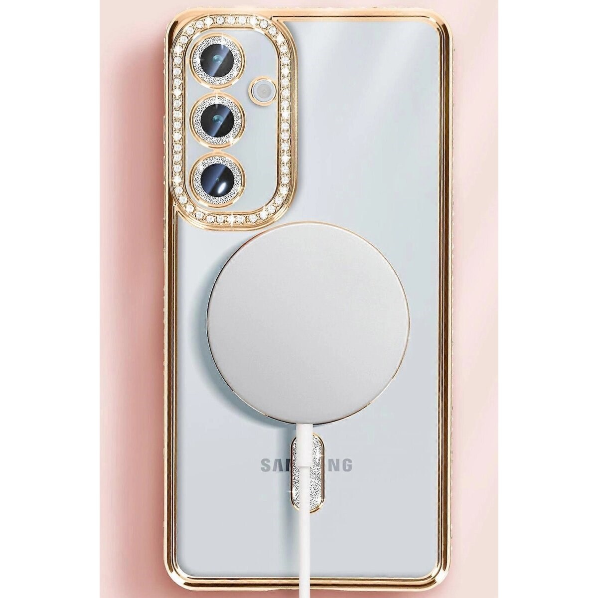 Samsung Galaxy S25 Kılıf Joke Simli Magneticsafe Kılıf - Derin Mor