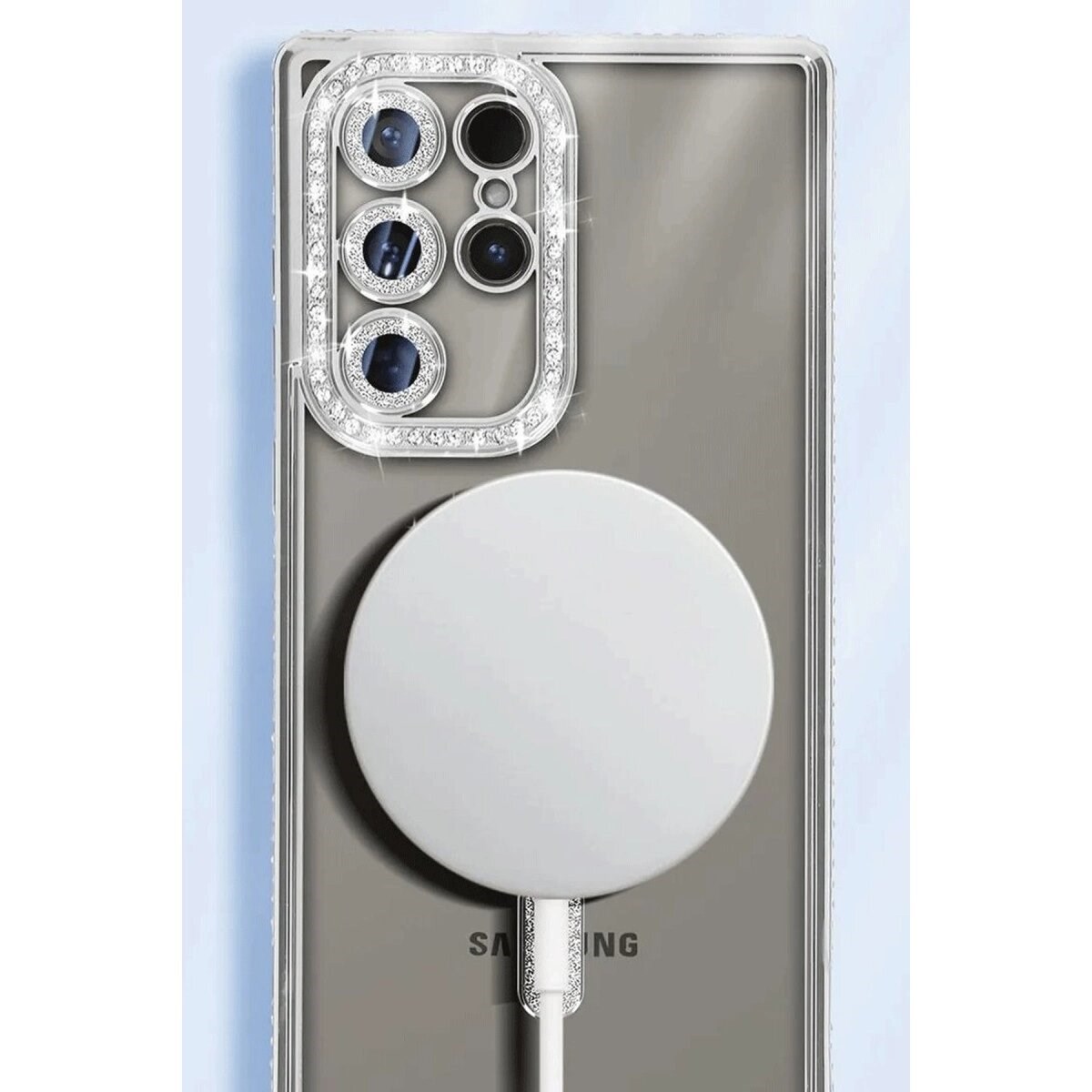 Samsung Galaxy S25 Ultra Kılıf Joke Simli Magneticsafe Kılıf - Mavi