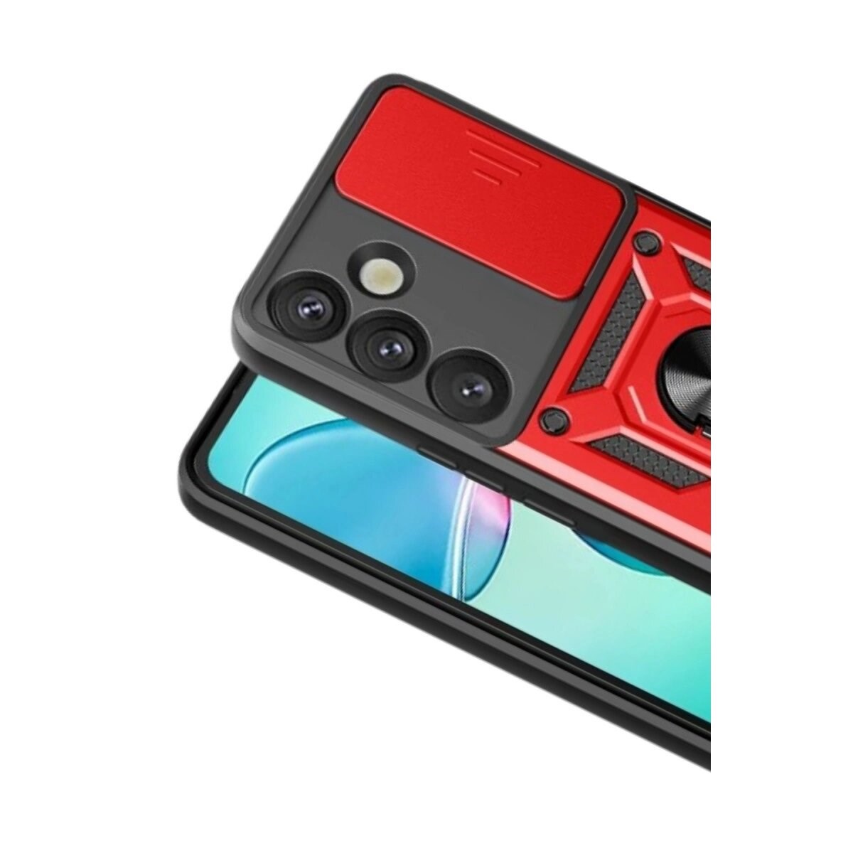 Samsung Galaxy S26 Plus Pars Lens Yüzüklü Silikon - Kırmızı