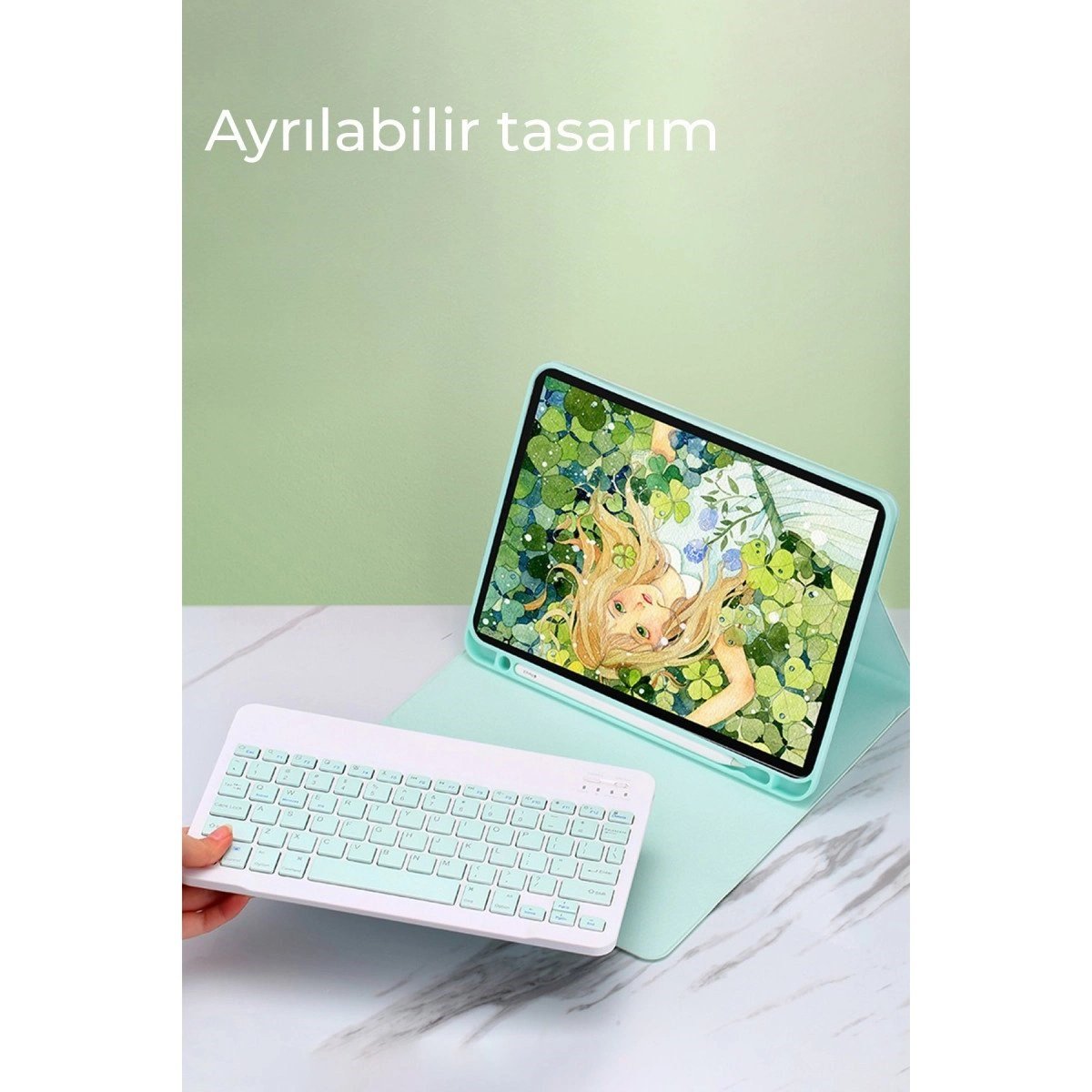Samsung Galaxy X200 Tab A8 10.5 Kılıf Kc01 Smart Klavyeli Tablet Kılıfı - Siyah