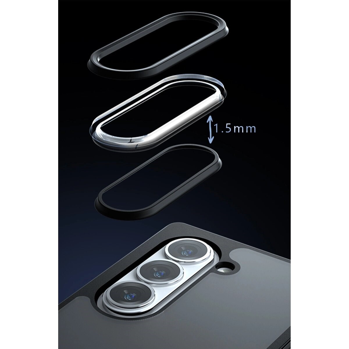 Samsung Galaxy Z Fold 5 Kılıf Blur Fold Kapak - Mat Siyah