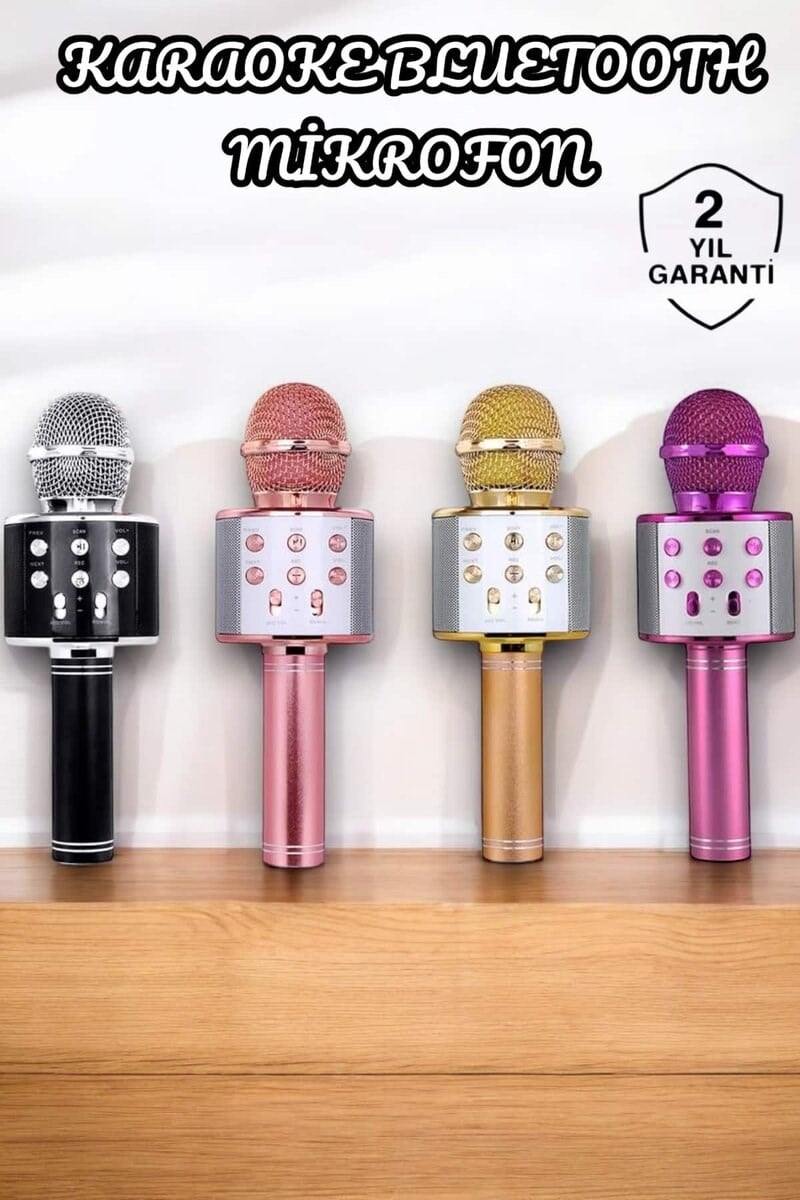Şarjlı ve Uzun Pil Ömürlü Karaoke Mikrofon USB Bellek Destekli, Profesyonel Ses