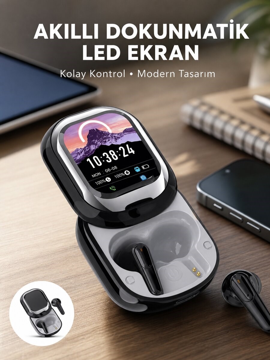 Şık, Akıllı ve Güçlü: LED Ekranlı Kablosuz Kulaklık Seti