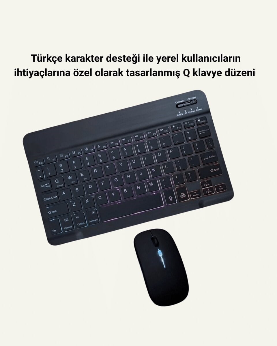 Şık ve Sessiz Tasarımlı Işıklı Klavye Mouse Seti – Şarjlı, Wireless