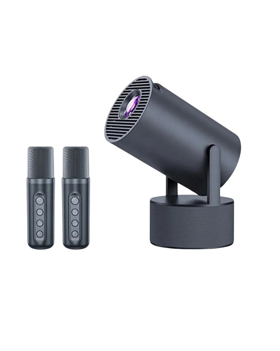 Siyah Android Sistemli Kareoke Projeksiyon 180° Döner Başlıklı