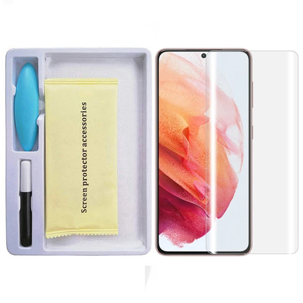 SM Galaxy S21 Full Uv Liquid+uv Işık 3DKırılmaz Cam Ekran Koruyucu-(1903)