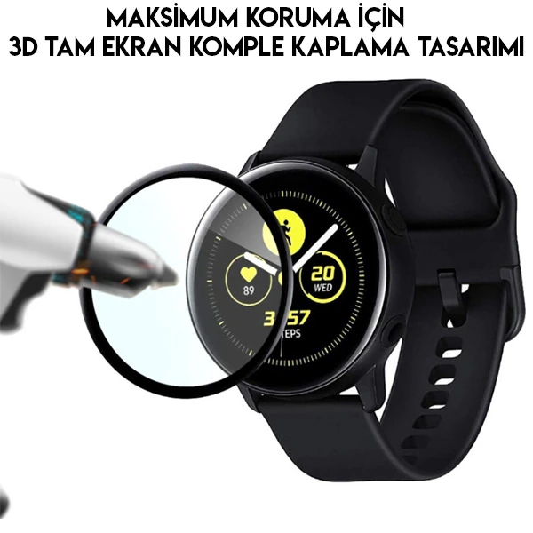 SM Galaxy Watch Active 2 44mm 3D kavisli PC+PMMA Ekran Koruyucu-(1903)