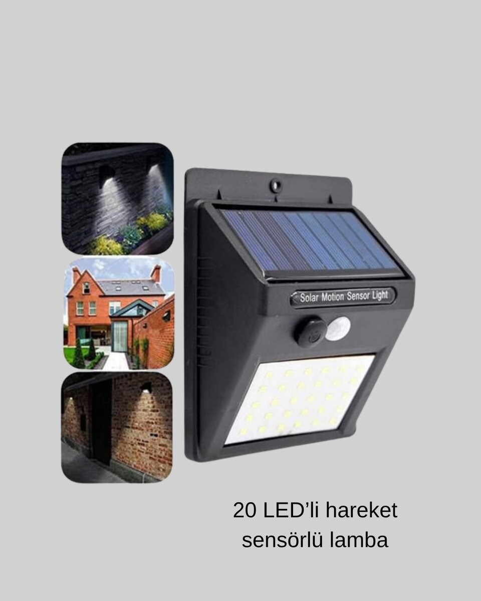 Solar Güçlü LED Dış Mekan Lambası – Güneş Enerjisiyle Şarj Olan Sensörlü Bahçe Işığı
