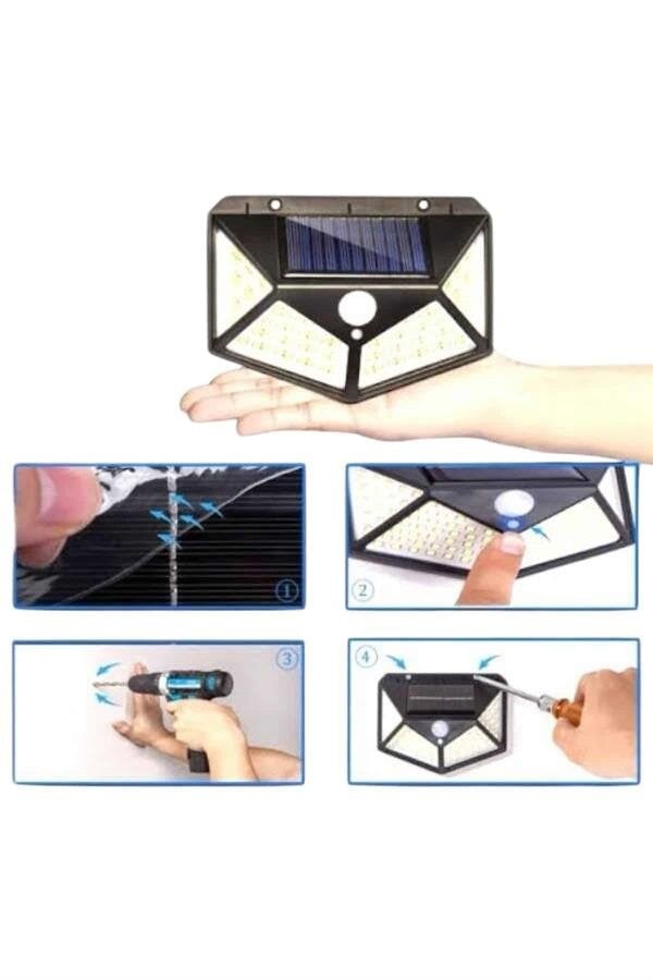Solar Sensörlü Duvar Lambası Bahçe Lambaso Parlak Beyaz Işık Suya Dayanıklı