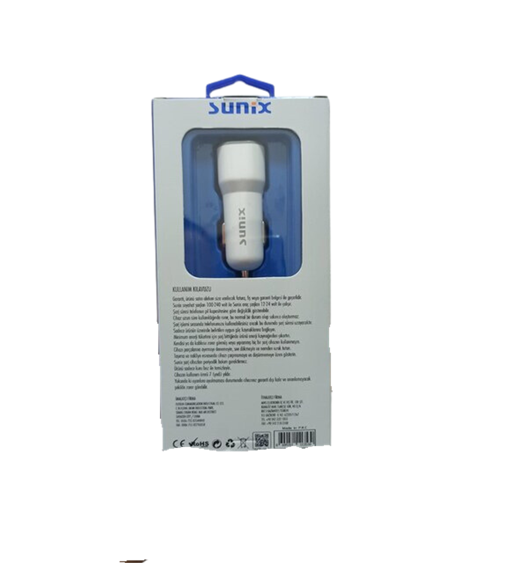 SUNİX ARABA ŞARJI 38W TYPE-C + USB QC 3.0 S-312