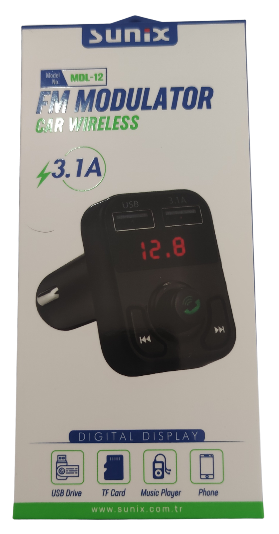SUNİX ARAÇ MP3 ÇALAR ve ŞARJ ALETİ 3.1A MDL12 