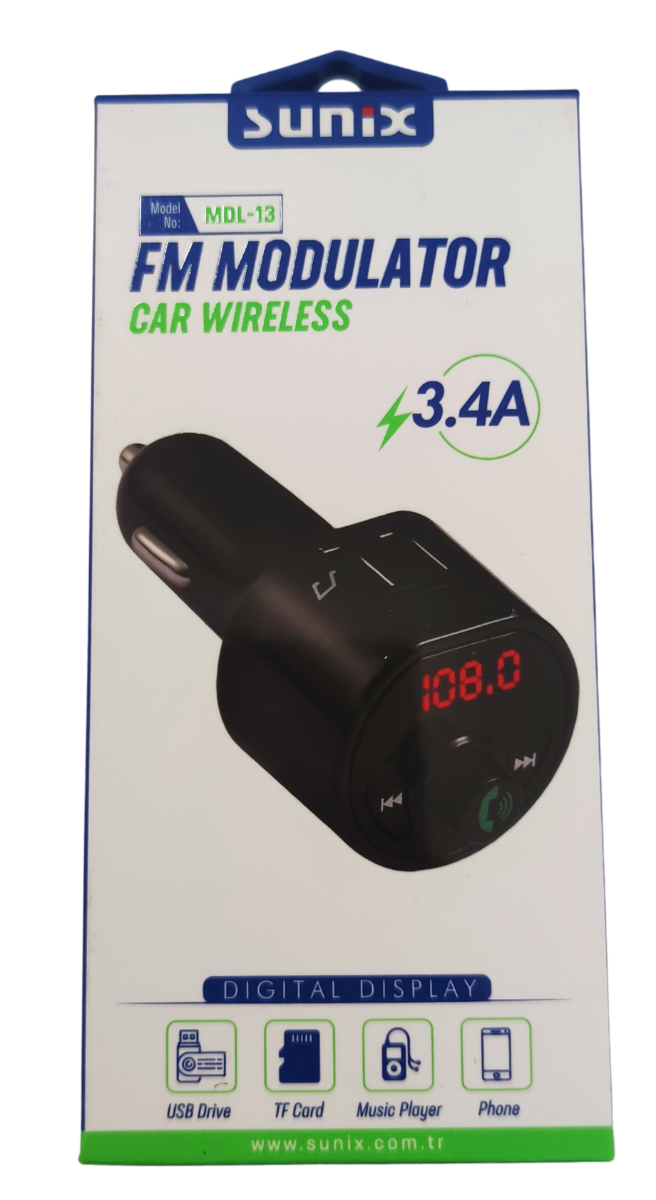 SUNİX ARAÇ MP3 ÇALAR ve ŞARJ ALETİ 3.4A MDL13