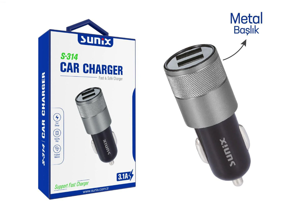 SUNİX ARAÇ ŞARJ BAŞLIĞI 3.1A FAST S-314