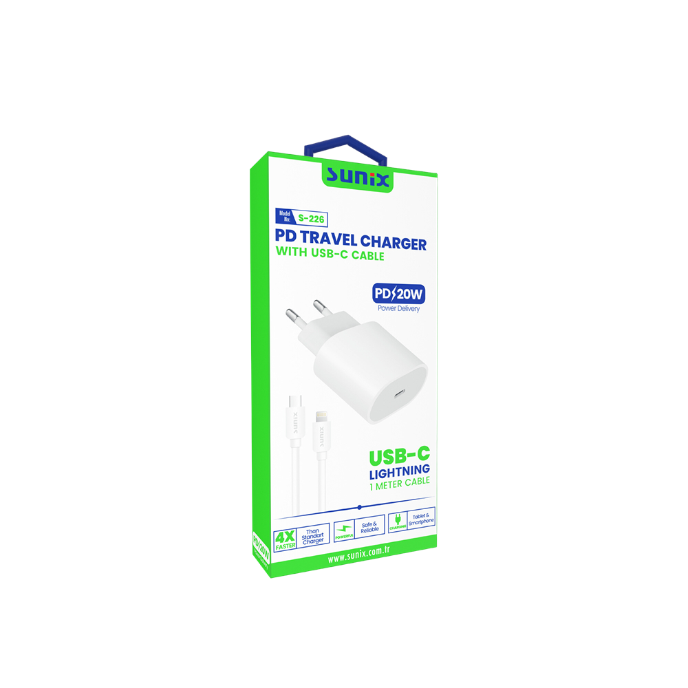 SUNİX TYPE-C TO İOS BAŞLIK VE KABLO 20W S-226