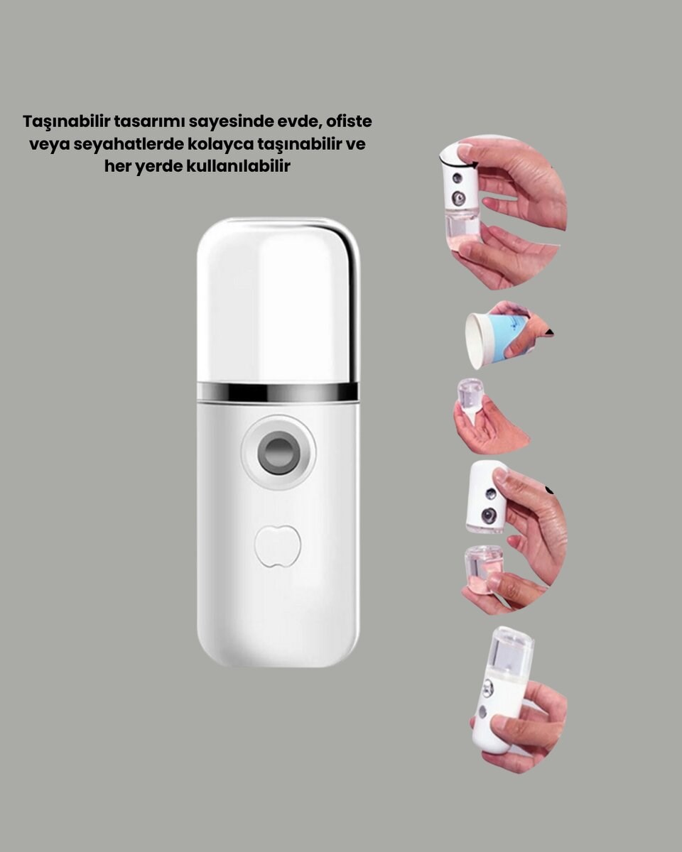 Taşınabilir Şarjlı Buhar Nemlendirici – Kablosuz Akıllı Pro Teknolojili Mini Cilt ve Ortam Nemlendirici