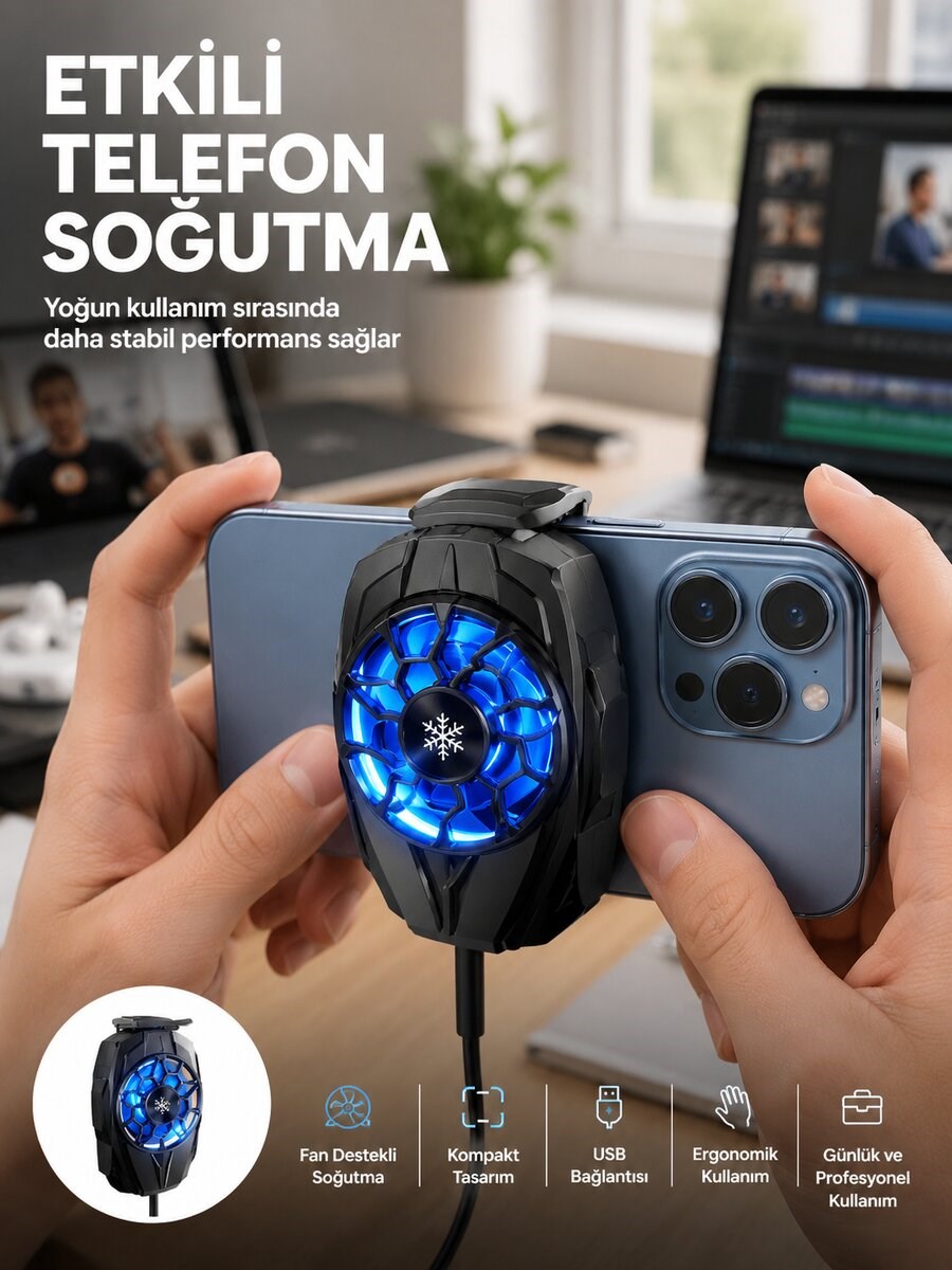 Telefon Soğutucu Fan Güçlü Motor Radyatör Cep Telefon Soğutma