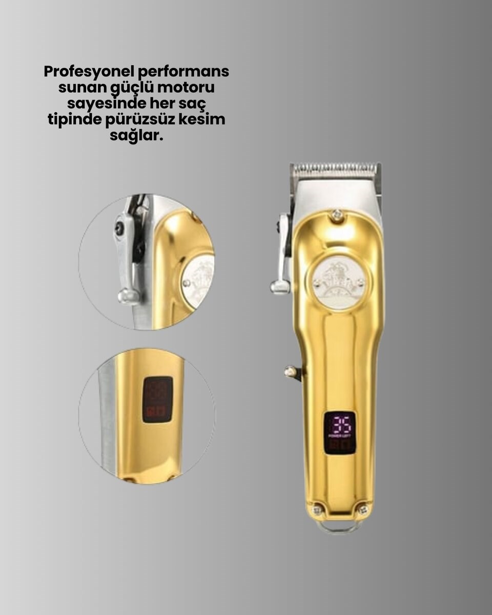Type-C Şarjlı LCD Ekranlı Profesyonel Saç Sakal Tıraş Makinesi Yeni Nesil