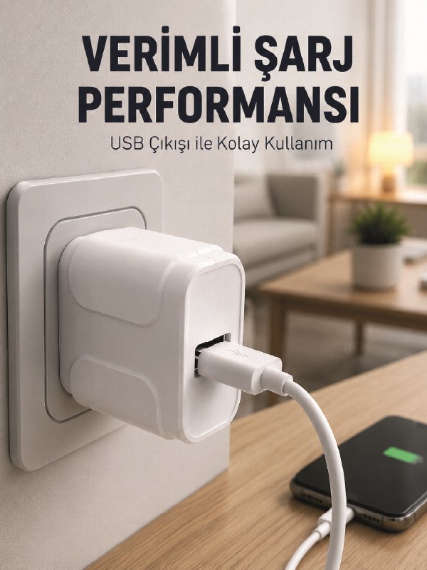 USB Girişli 12W Şarj Adaptörü Kompakt Telefon Şarj Cihazı