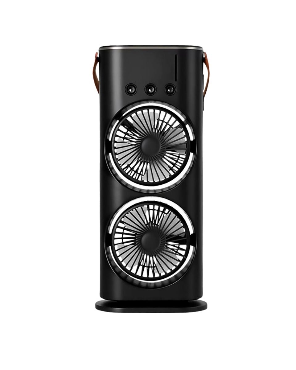USB Şarjlı Çift Başlıklı Buharlı Masaüstü Fan Sessiz Serinletici Işıklı Fan